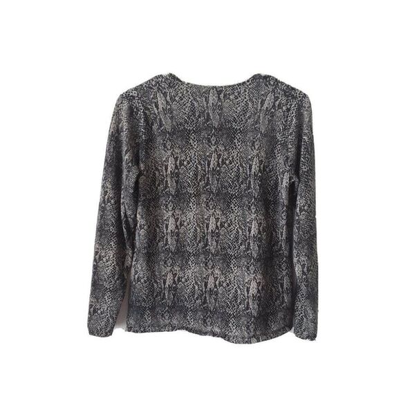Liz Claiborne Women's Small Cardigan Sweater Gray Snake Skin Print - Picture 4 of 5